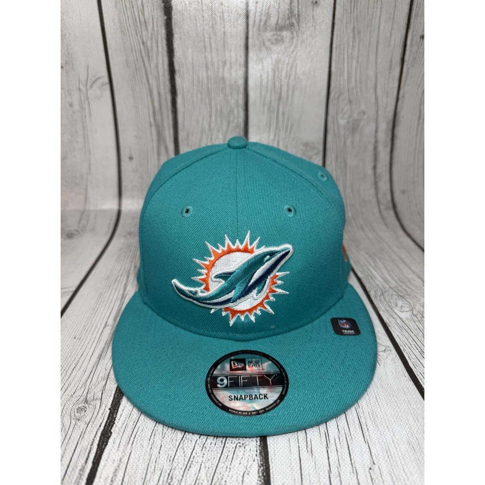 New Era 9Fifty Miami Dolphins Snapback Hat Turquoise Aqua Orange
